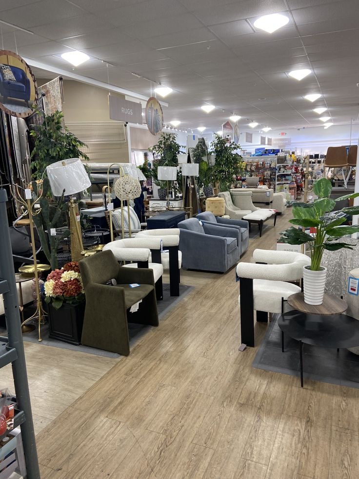 A showroom of sofas, armchairs, lamps and home furnishings
